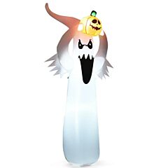 6 Feet Halloween Inflatable Blow Up Ghost With Pumpkin And Led Lights - As Show