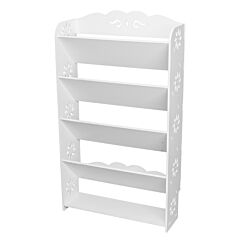 Wood-plastic Board Five Tiers Bevel Carved Shoe Rack White Rt - White