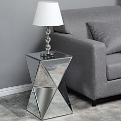 Fch Density Board With Mirrored Irregular Nightstand Silver - Silver