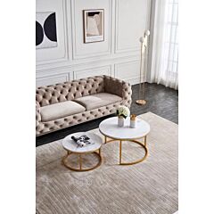 Modern Nesting Coffee Table,golden Color Frame With Marble Wood Top-32" - Golden