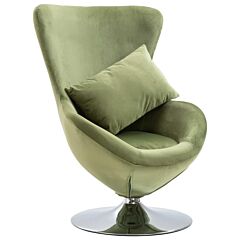 Swivel Egg Chair With Cushion Light Green Velvet - Green