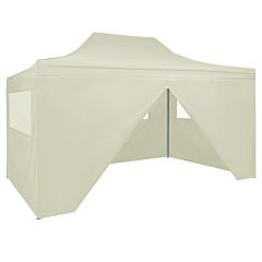 Professional Folding Party Tent With 4 Sidewalls 118.1"x157.5" Steel Cream - Cream