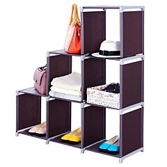 6 Cube Storage Shelves, Assembled Cube Bookcase Multifunctional Assembled 2 Tiers 6 Compartments Storage Organizer Cubes In Living Room, Bedroom Rt - Dark Brown