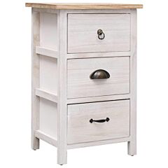 Side Cabinet 13.8"x9.8"x22.4" Paulownia Wood - White