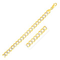 7.0 mm 14k Two Tone Gold Pave Curb Chain
