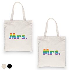 LGBT Mrs. Mrs. Rainbow BFF Matching Canvas Bags