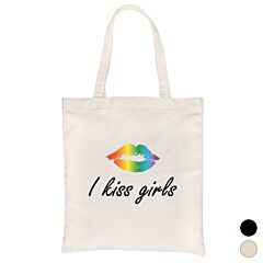 LGBT Kiss Girls Rainbow Lips Canvas Bag