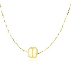 14k Yellow Gold Necklace with Shiny Barrel Bead Charm