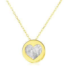14k Yellow Gold Necklace with Heart in Mother of Pearl