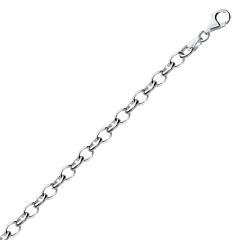 Sterling Silver Polished Charm Bracelet with Rhodium Plating