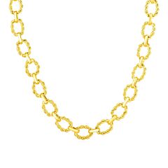 14k Yellow Gold Twisted Oval Link Necklace