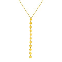 14k Yellow Gold Lariat Style Necklace with Disks