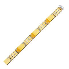 14k Two-Tone Gold Men's Bracelet with Screw Embellished Bar Links
