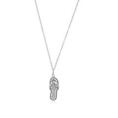 Sterling Silver Flip Flop Necklace with Cubic Zirconias