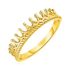 14k Yellow Gold Crown Motif Ring