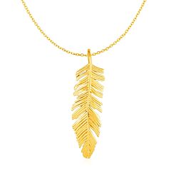 Feather Pendant in 10k Yellow Gold