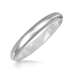 Sterling Silver Dome Style Bangle with Rhodium Plating