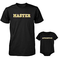 Daddy and Baby Matching Black T-Shirt / Bodysuit Combo - Master and Apprentice