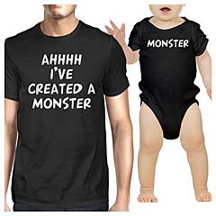 Daddy and Baby Matching Black T-Shirt / Bodysuit Combo - I've Created A Monster