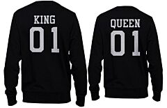 King 01 and Queen 01 Back Print Couple Sweatshirts Cute Pullover Fleece