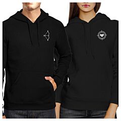 Bow And Arrow To Heart Target Matching Couple Black Hoodie