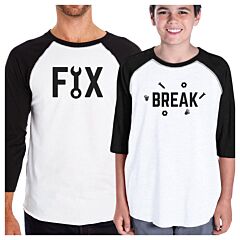 Fix And Break Funny Design Graphic T-Shirt Dad Baby Matching Tops