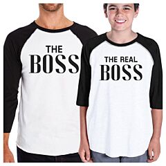 The Real Boss 3/4 Sleeve Raglan T-Shirt Funny Fathers Day Gift Idea