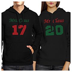 Mr. And Mrs. Claus Matching Couple Black Hoodie