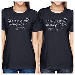 She Is Gorgeous Navy Womens Cotton T-Shirt Moms Gift From Daughters