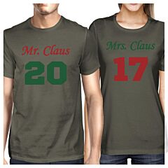 Mr. And Mrs. Claus Matching Couple Dark Grey Shirts