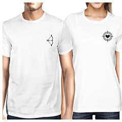 Bow And Arrow To Heart Target Matching Couple White Shirts