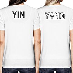 Asian Yin and Yang Matching Best Friends BFF Women's White shirt Back Print