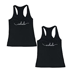Inhale and Exhale Friendship Black Matching Tank Tops Cute BFF Tanks