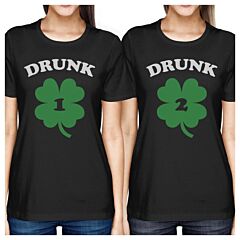 Drunk1 Drunk2 Women Black Funny BFF Marching Shirts St Patricks Day