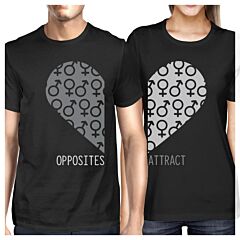 Opposites Attract Male Female Symbols Matching Couple Black Shirts