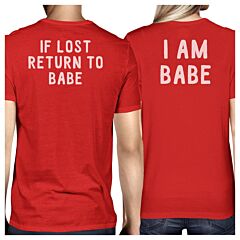 If Lost Return To Babe And I Am Babe Matching Couple Red Shirts