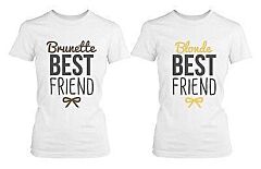 Best Friend Blonde and Brunette Best Friends Matching BFF White Shirts