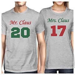 Mr. And Mrs. Claus Matching Couple Grey Shirts