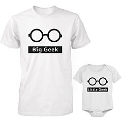 Funny Big Geek Little Geek Matching Dad Shirt and Baby Onesie