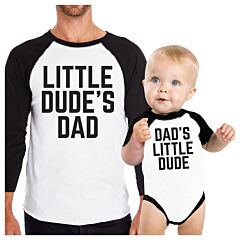 Little Dude Funny Matching Baseball Shirts Gifts For Dad and Son