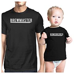 Brewmaster Homebrewed Dad and Baby Matching Black Shirt