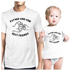 Father And Son Best Friends Fist Pound Dad and Baby Matching White Shirt