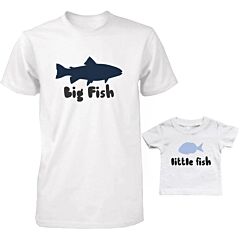Big Fish and Little Fish Dad and Baby Matching Shirt Set Parent and Kid Cute Tops