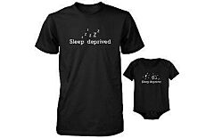 Dad &amp; Baby Matching T-Shirt and Bodysuit Set - Sleep Deprived and Sleep Depriver