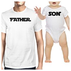 Father Son Star Battle Theme Dad and Baby Matching White Shirts