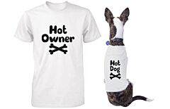 Hot Owner and Hot Dog Matching Tee for Pet and Owner Puppy and Human Apparel