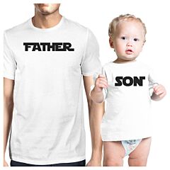 Father Son Star Battle Theme Dad and Baby Matching White Shirt