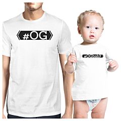 Hashtag Og Ogbaby Dad and Baby Matching White Shirt