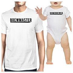 Brewmaster Homebrewed Dad and Baby Matching White Shirts