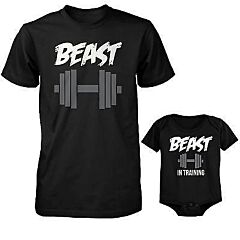 Daddy Beast and Baby Beast in Training Matching T-Shirt and Bodysuit Set